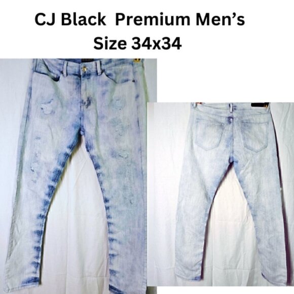 CJ Black Premium Mens Size 34x34 Acid Washed Skinny Flex Jeans - Picture 1 of 8